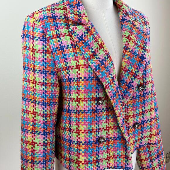 Vanessa Zani Made in Italy Cotton Multicolour Tweed Blazer Size M - Picture 4 of 9